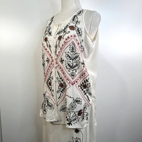 Vintage Crewel Embroidered Skirt Set by Effeci Naturecore Boho Hippie - Picture 4 of 9